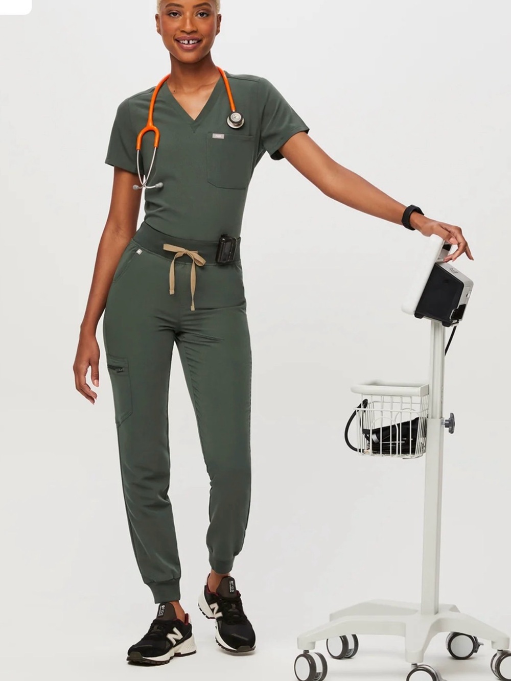 Figs Women's Olive Green Jogger and Scrub Top Set